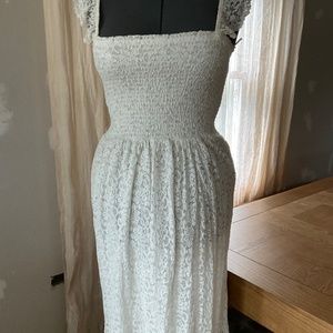 NWT Anthropologie Maeve Anastasi White Smocked Lace Summer Dress